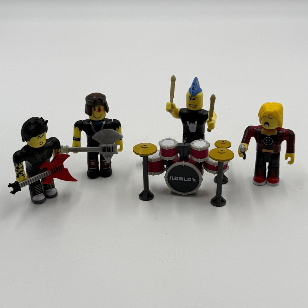 Roblox Punk Rocker Band Figures Set Lot Includes Instruments NO CODE Drum Guitar